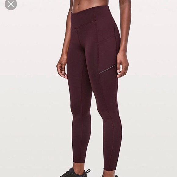Lululemon Maroon Leggings With Pockets 